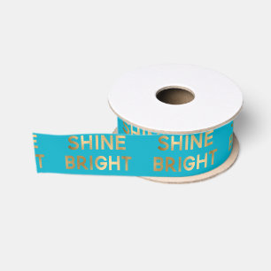 Aqua Blue Gold Glam Shine Bright Christmas Grosgrain Lint