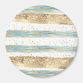 Aqua Blue Gold Glitter Confetti Zebra Animal Magneet (Voorkant)
