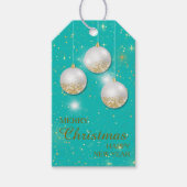 Aqua Blue Gold Glitter-kerstbulten Gift Labels Cadeaulabel (Voorkant)