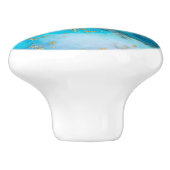 Aqua Blue Gold Marble Keramische Knop (Zijkant)