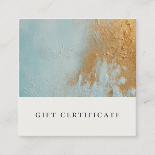 Aqua Blue Gold Oil Paint Texture Cadeaubon Vierkante Visitekaartje (Voorkant)