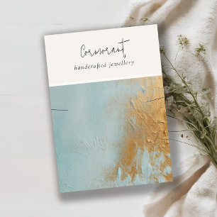 Aqua Blue Gold Oil Paint Texture Ketting Display Visitekaartje