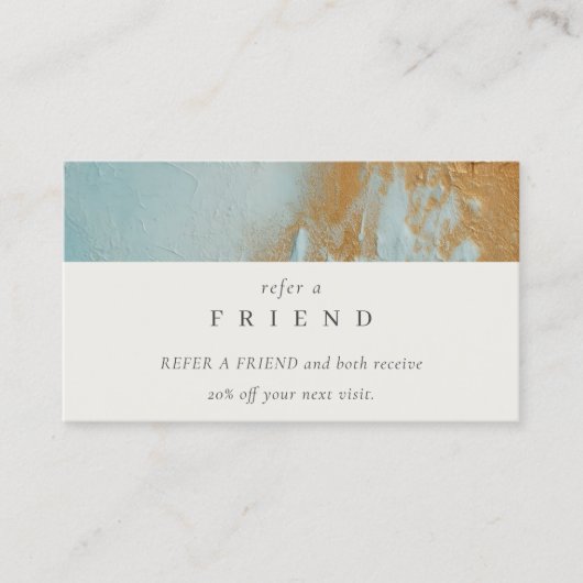 Aqua Blue Gold Oil Paint Texture Verwijs een vrien Visitekaartje (Voorkant)