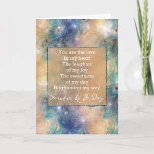 Aqua Blue Gold Peacock Forever Gedicht Kaart