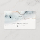 Aqua Blue Gold Waterverf Beachy Refer een vriend Visitekaartje (Voorkant)