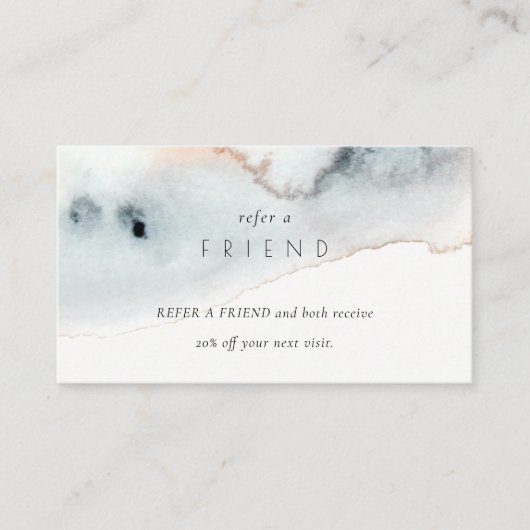Aqua Blue Gold Waterverf Beachy Refer een vriend Visitekaartje (Voorkant)