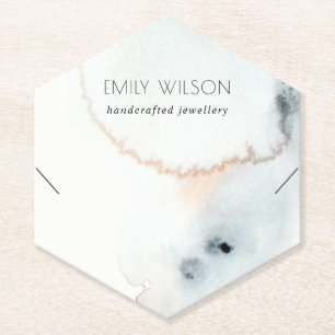 Aqua Blue Gold Waterverf Waves Ketting Display Kartonnen Onderzetters