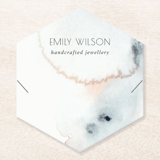 Aqua Blue Gold Waterverf Waves Ketting Display Kartonnen Onderzetters (Voorkant)