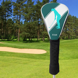 Aqua Blue Golfer op Blauwgroen wit Golfheadcover