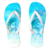 Aqua Blue Gradient Simple Monogram Name Teenslippe Teenslippers (Voetbed)