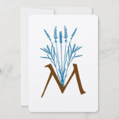 Aqua Blue Grasses en Font Wedding Invitations Kaart (Achterkant)