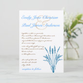 Aqua Blue Grasses en Font Wedding Kaart (Staand voorkant)