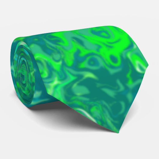 Aqua Blue Green Abstract Stropdas (Opgerold)