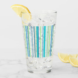 Aqua Blue Green Beach-kleurenstripes Glas
