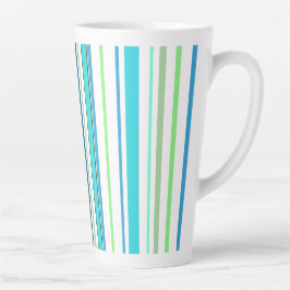 Aqua Blue Green Beach-kleurenstripes Latte Mok
