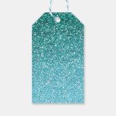 Aqua Blue Green Glitter Kerstmis Cadeaulabel (Achterkant)