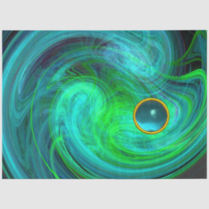AQUA BLUE GREEN LIGHT VORTEX Fractal Swirl Gem Tissuepapier