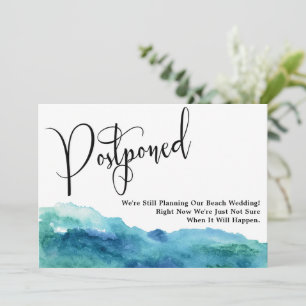 Aqua Blue Green Waterverf Postponed Wedding Kaart