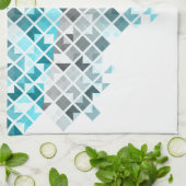 Aqua Blue, Grey & White Geometric Pattern Theedoek (Gevouwen)