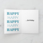 Aqua Blue Happy Birthday Kaart (Binnen)