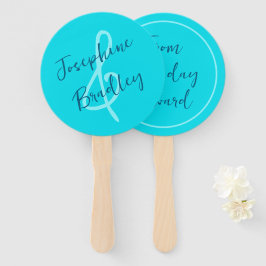 Aqua Blue Heart Shaped Wedding Fans Handwaaier
