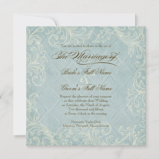 Aqua Blue Hydrangea Swirl Floral Flower Wedding Kaart (Voorkant)