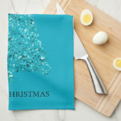 Aqua Blue Icicles Sparkle kerstboom Theedoek (Quarter Fold)