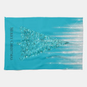 Aqua Blue Icicles Sparkle kerstboom Theedoek (Horizontaal)