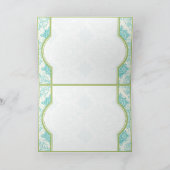 Aqua Blue Iris Damask Quatrefoil Merci Note (Intérieur)