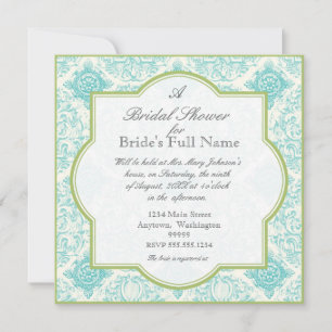 Aqua Blue Iris Quatrefoil - Invitation Fête de l'm