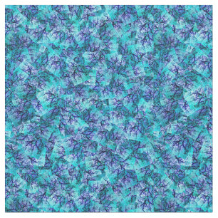 Aqua Blue Jacaranda Tree Abstract Design, Stof