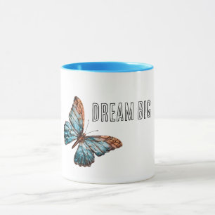 Aqua Blue Koperen Vlinder Mok