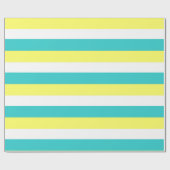 Aqua Blue, Lemon Yellow en White Stripes Cadeaupapier (Vlak)