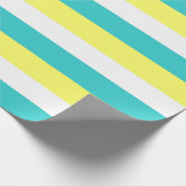Aqua Blue, Lemon Yellow en White Stripes Cadeaupapier (Hoek)
