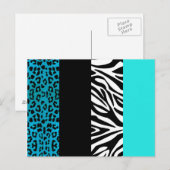 Aqua Blue Leopard en Zebra Animal Print Briefkaart (Voorkant / Achterkant)