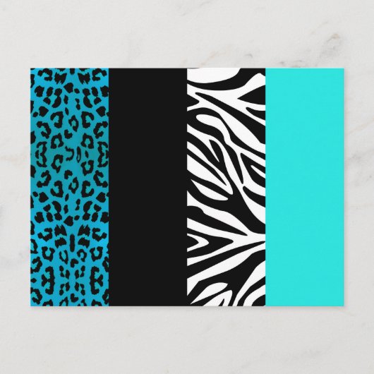 Aqua Blue Leopard en Zebra Animal Print Briefkaart (Voorkant)