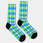 AQUA BLUE & LIME GREEN Argyle Pattern-Sokken Sokken (Rechts)