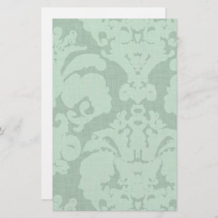 Aqua Blue Linen Damask Briefpapier