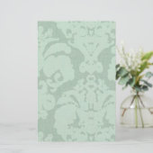 Aqua Blue Linen Damask Briefpapier (Staand voorkant)