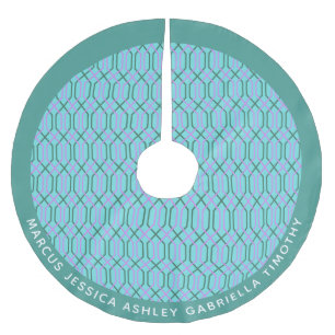 Aqua Blue Lines Patroon op maat Kerstboom Rok