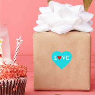 Aqua Blue LOVE Heart Hart Sticker
