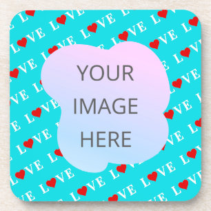 Aqua Blue LOVE Modern Chic Bier Onderzetter