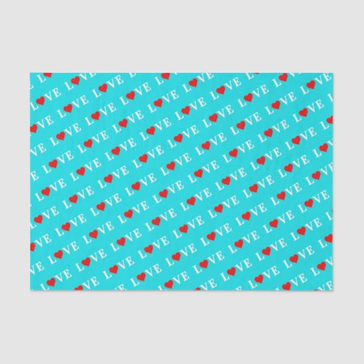 Aqua Blue LOVE Tissuepapier (Voorkant)