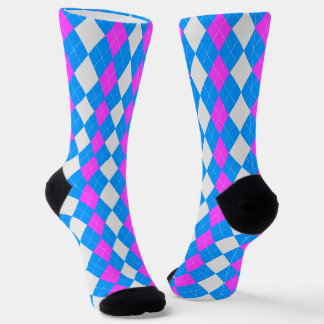 AQUA BLUE & MAGENTA PINK Argyle Pattern Sokken