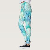 Aqua Blue Marble Abstract Leggings (Links)