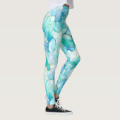 Aqua Blue Marble Abstract Leggings (Rechts)
