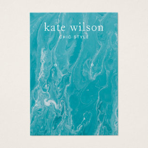 Aqua Blue Marble Earring Display Card Visitekaartje