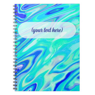 Aqua Blue Marble Texture Abstract vloeistofpatroon Notitieboek