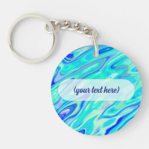 Aqua Blue Marble Texture Abstract vloeistofpatroon Sleutelhanger