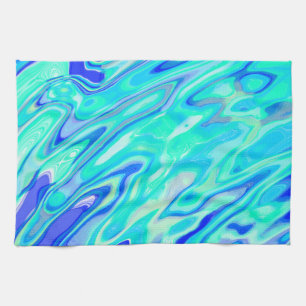 Aqua Blue Marble Texture Abstract vloeistofpatroon Theedoek